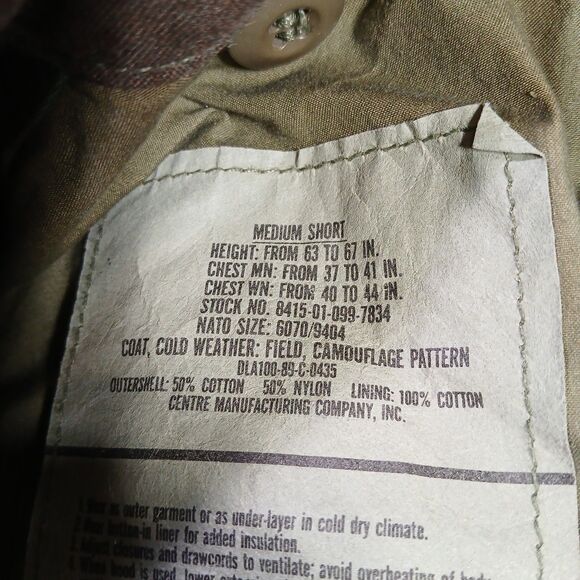 Vtg USAF Woodland Camo Cold Weather BDU Jacket Air Mobility 315th Wing Medium - Picture 3 of 13